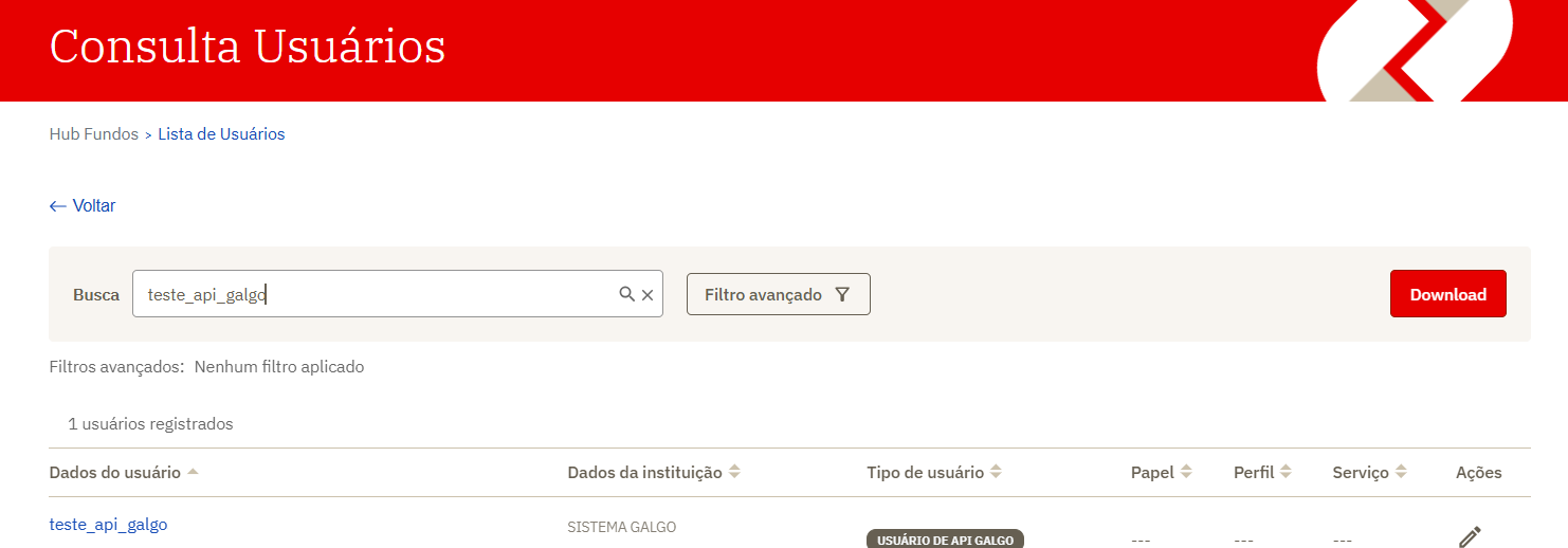 Consulta de Usuários