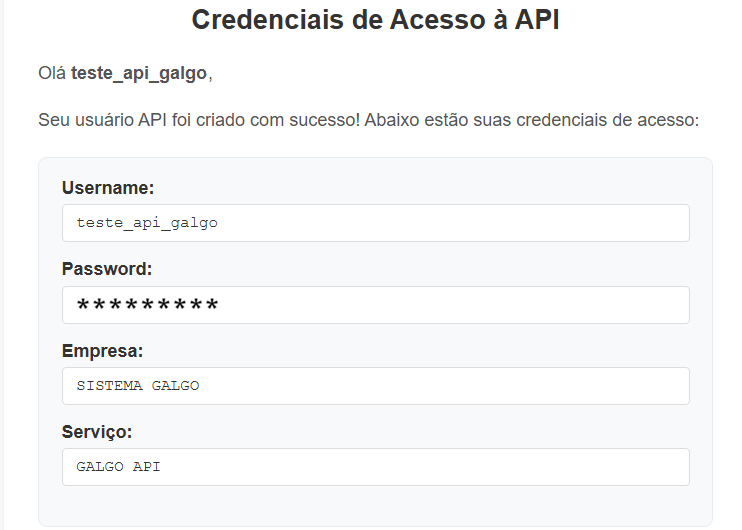 Credenciais de Acesso à API