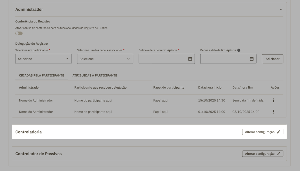 Botão Alterar Configuração