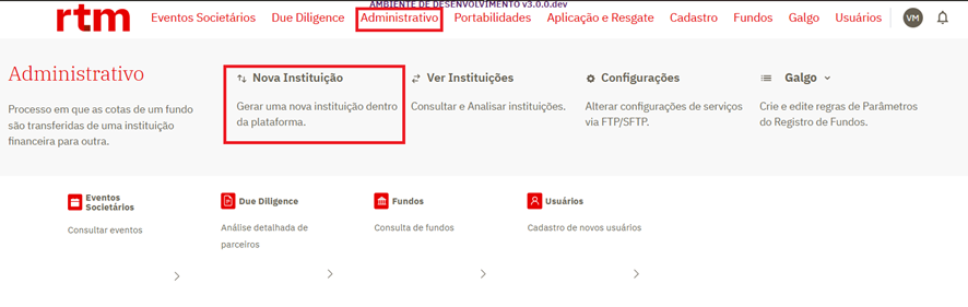 Menu Administrativo