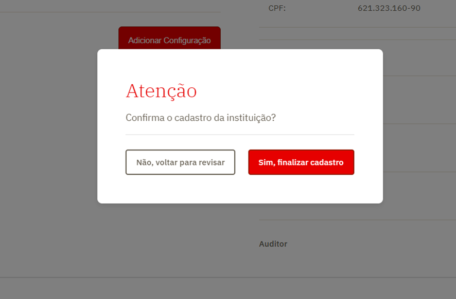 Modal Confirmação - Pessoa Física