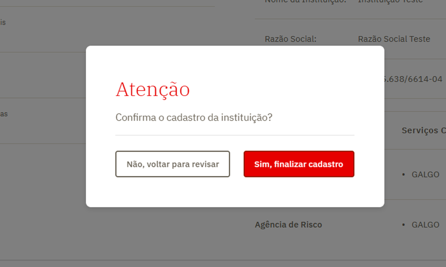 Modal Confirmação