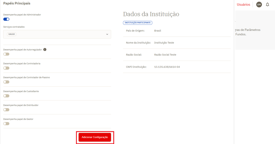 Adicionar Configuração