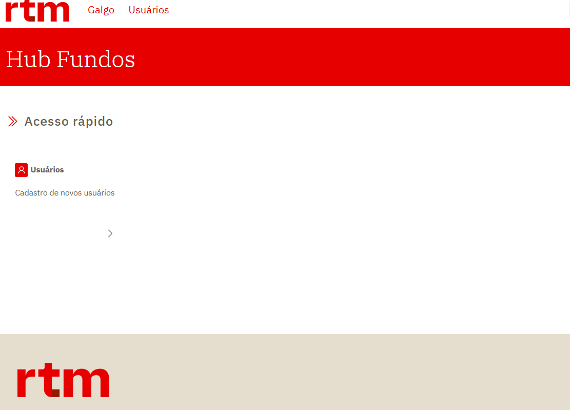 Tela inicial do Hub Fundos